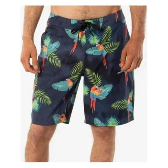 RIP CURL Mirage Subtropic Swim Trunks ~ Swim Shorts Tropical Parrot Print 30 NWT